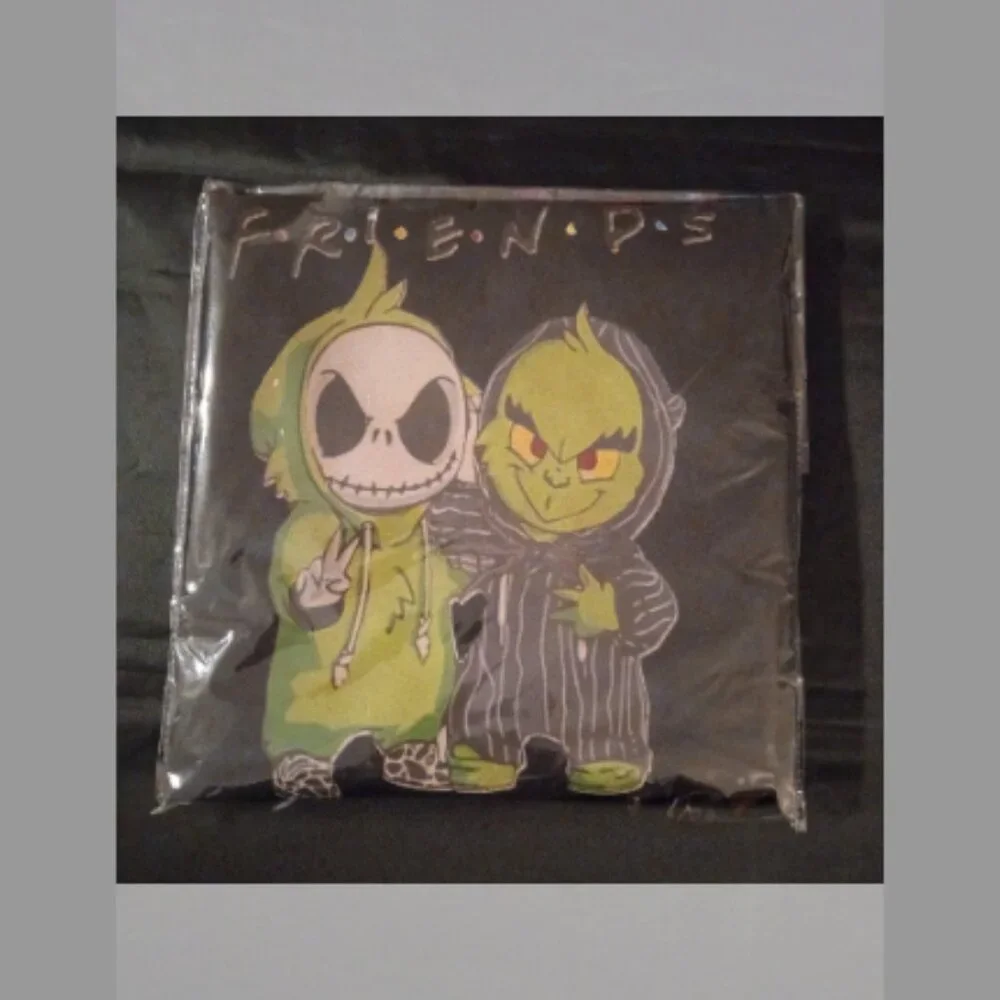 Jack Skellington & Grinch Black Holiday Baking Apron 2 Pockets NWT